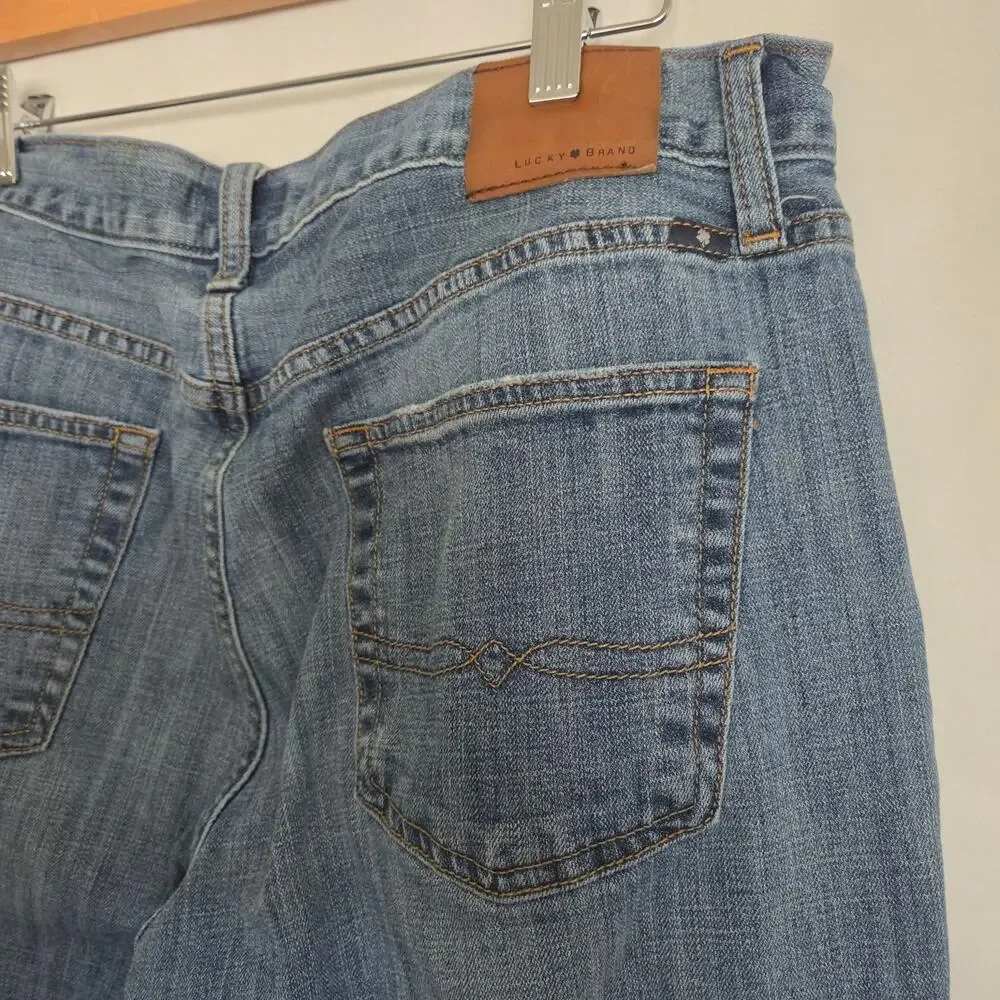 Lucky Brand 34x30 Original Straight Medium Blue Distressed Denim Jeans